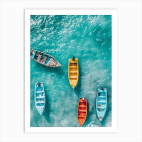 Colorful Boats In The Sea 1 Art Print