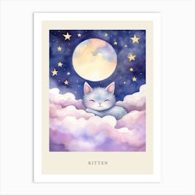 Baby Kitten 8 Sleeping In The Clouds Nursery Poster Art Print