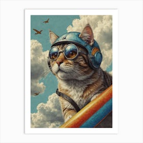 Cat With Goggles Art Print