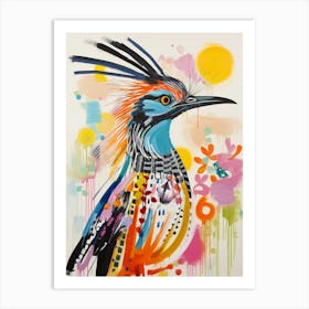 Colourful Bird Painting Roadrunner 1 Art Print