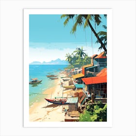 Phu Quoc, Vietnam, Flat Illustration 4 Art Print