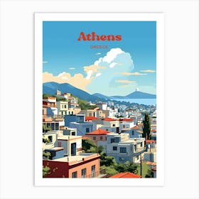 Athens Greece Travel Illustration Art Print