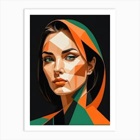 Geometric Woman Portrait Pop Art (94) Art Print