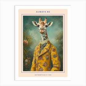 Giraffe In A Floral Suit Portrait Poster Art Print