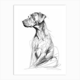 Rhodesian Ridgeback Dog Charcoal Line Art Print