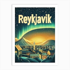 Aihrgdesign A 1970s Inspired Travel Poster For Reykjavik 3 Art Print