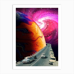 Synthwave space vintage retro collage 1 Art Print