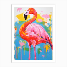 Colourful Bird Painting Greater Flamingo 1 Art Print