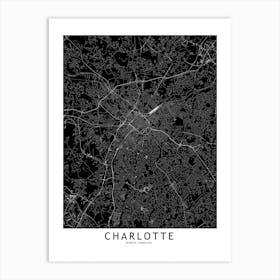 Charlotte Black And White Map Art Print
