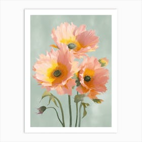 Sunflowers Flowers Acrylic Painting In Pastel Colours 1 Art Print
