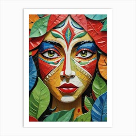 Folk Abstract Face Illustration 3 Art Print (4) Art Print