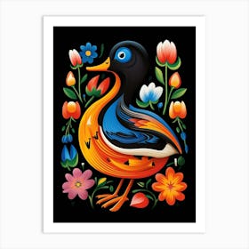 Folk Bird Illustration Mallard Duck 1 Art Print