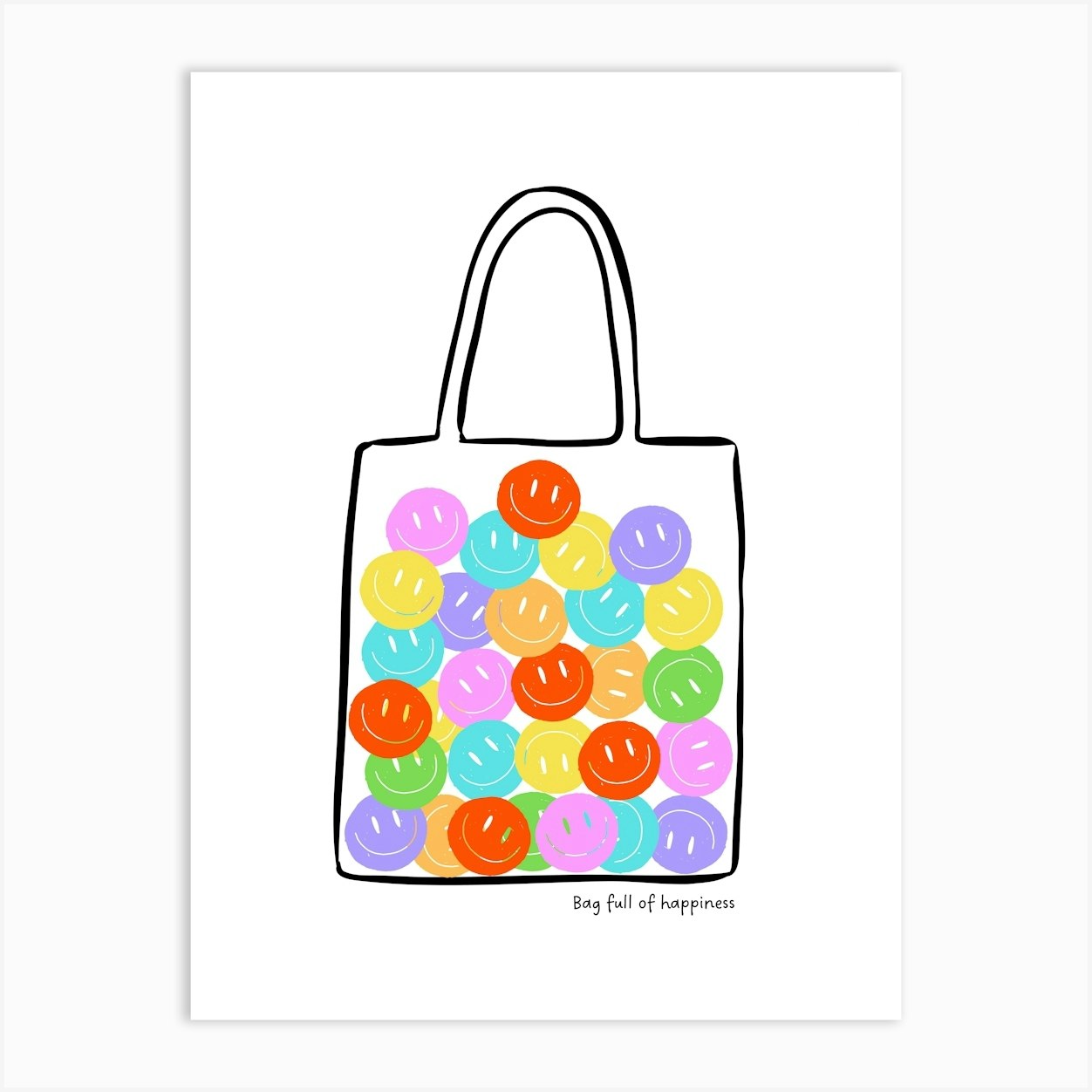 Bag full of happiness - white Art Print by OHKIMIKO