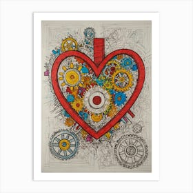 Heart With Gears Art Print