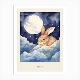 Baby Hare 1 Sleeping In The Clouds Nursery Poster Art Print