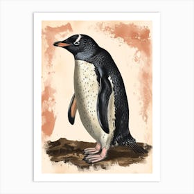 Adlie Penguin Bleaker Island Vintage Botanical Painting 4 Art Print