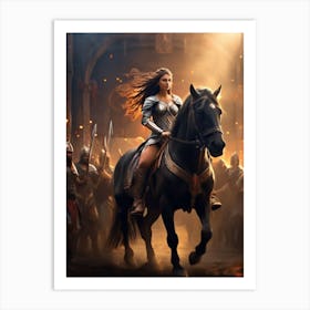 Woman Riding A Horse Art Print