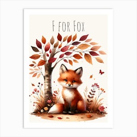 F For Fox Nursery Art Print