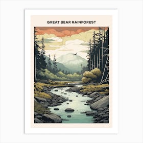 Great Bear Rainforest Midcentury Travel Poster Art Print
