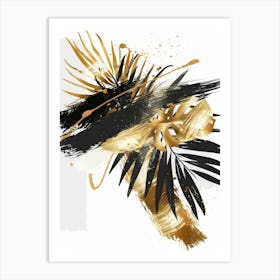 Gold And Black Palm Leaves 2 Art Print