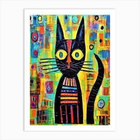 Surprised Cat 3 - Art Brut Black Cat Art Print