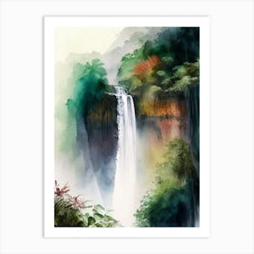 Tumpak Sewu, Indonesia Water Colour  Art Print