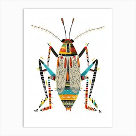 Colourful Insect Illustration Cricket 12 Art Print