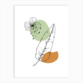 Feather And Flower Art Print