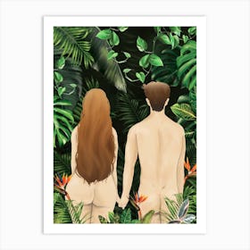 Wild Jungle Man And Woman Art Print