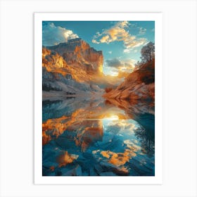 Sunset Reflection In The Lake Art Print