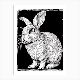 English Lop Blockprint Rabbit Illustration 9 Art Print