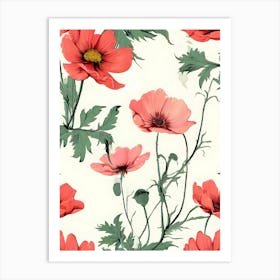 Poppy Flower Pattern Art Print