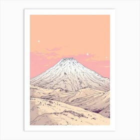 Popocatepetl Mexico Color Line Drawing (4) Art Print