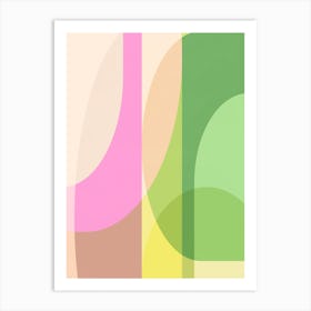 Modern Abstraction Shapes In Pink And Green) Art Print