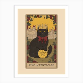 King Of Pentacles   Cats Tarot Art Print