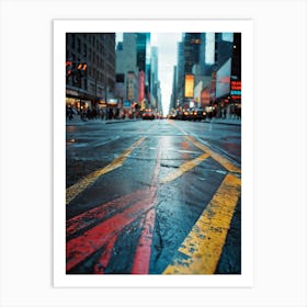 Chalk Drawn Directional Arrows And Associated Marks Vibrant Hues Clashing On The Rough Asphalt Str (2) Art Print