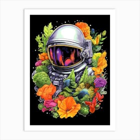 Astronaut With Flowers 1 Art Print