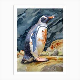 Humboldt Penguin Dunedin Taiaroa Head Watercolour Painting 3 Art Print