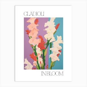 Gladioli In Bloom Flowers Bold Illustration 2 Art Print