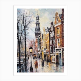 Vintage Winter Painting Amsterdam Netherlands 1 Art Print