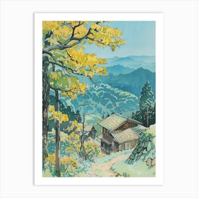 Yamagata Japan 3 Retro Illustration Art Print