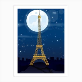 Eiffel Tower At Night Art Print