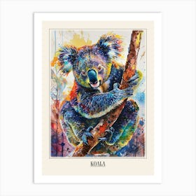 Koala Colourful Watercolour 2 Poster Art Print
