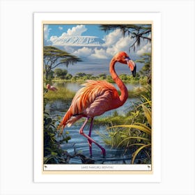 Greater Flamingo Lake Nakuru Nakuru Kenya Tropical Illustration 2 Poster Art Print