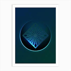 Geometric Neon Glyph on Jewel Tone Triangle Pattern 159 Art Print