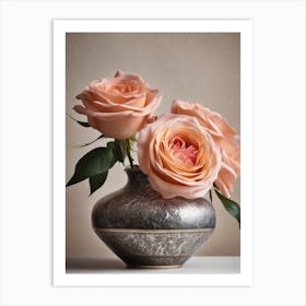 A Vase Of Pink Roses 99 Art Print