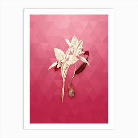 Vintage Two Edged Laelia Botanical in Gold on Viva Magenta n.0236 Art Print