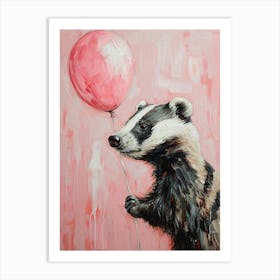 Cute Badger 4 With Balloon Art Print