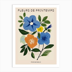 Spring Floral French Poster  Periwinkle 1 Art Print