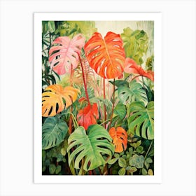 Tropical Plant Painting Swiss Cheese Plant 1 Art Print
